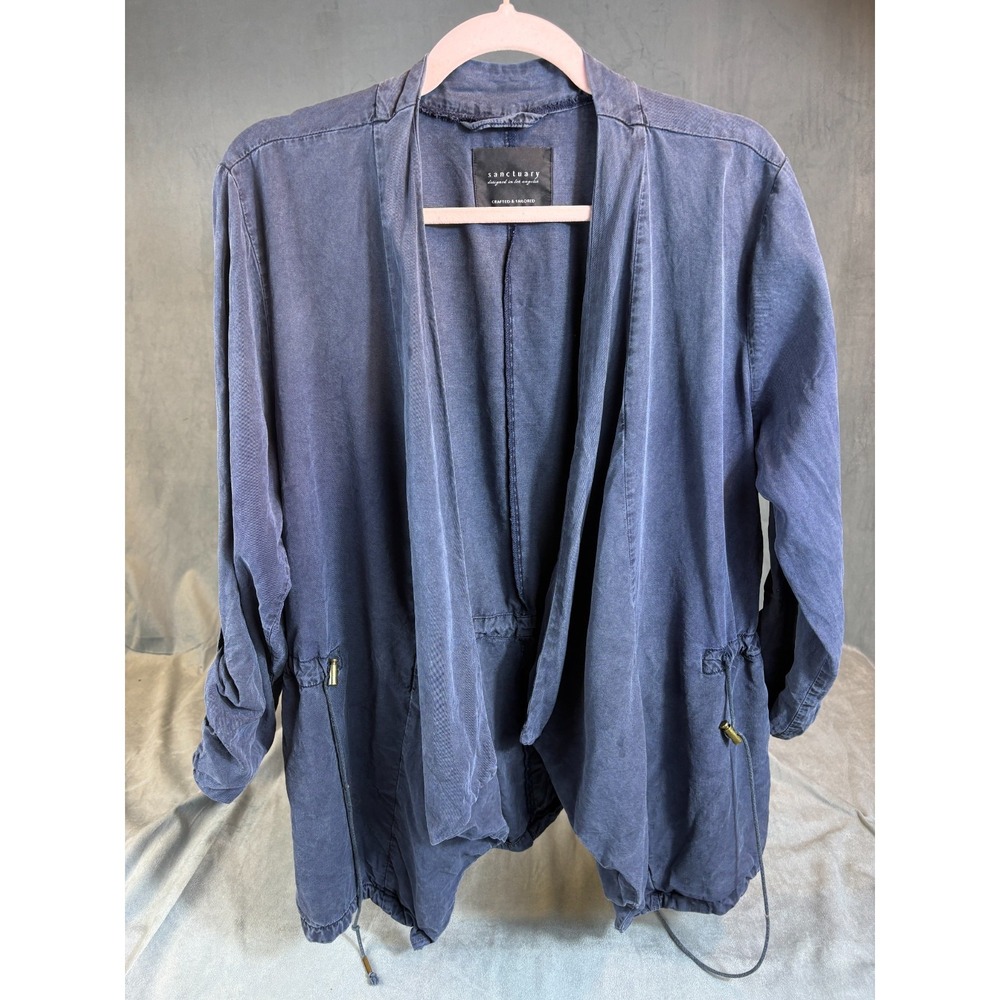 Sanctuary Lightweight Utility Jacket Waterfall Open Asymmetric Blue Lyosell    L